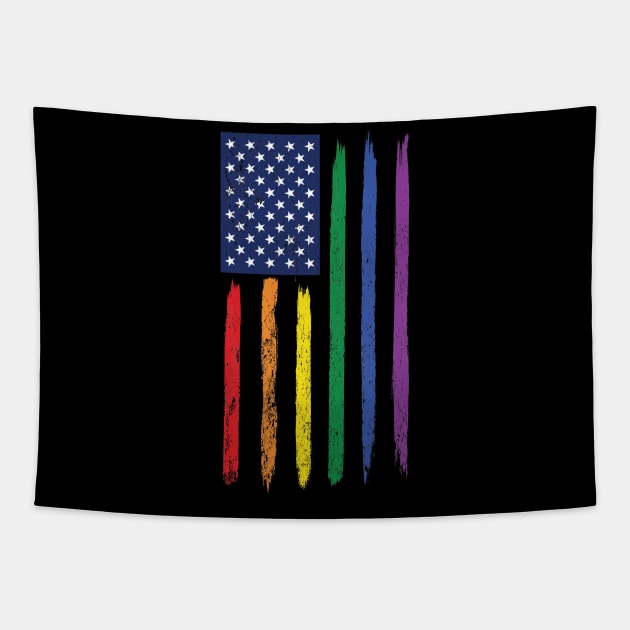 LGBT Rainbow Flag USA Patriotic Pride Awareness Tapestry by adelinachiriac