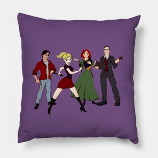 Cartoony Buffy and the gang Pillow