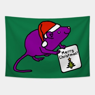 Cute Rat Says Merry Christmas Tapestry