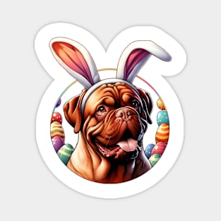 Dogue de Bordeaux Enjoys Easter with Bunny Ears Magnet