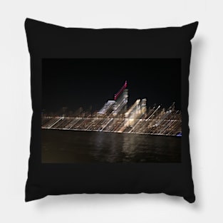 Psychedelic New York City Skyline Lights Pillow