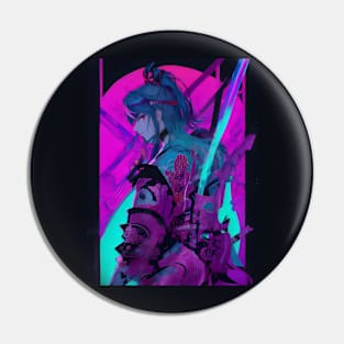 Neon katana samurai Pin