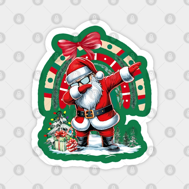Dabbing Santa Claus Christmas Tree Lights Fun Rainbow xmas Magnet by JessArty