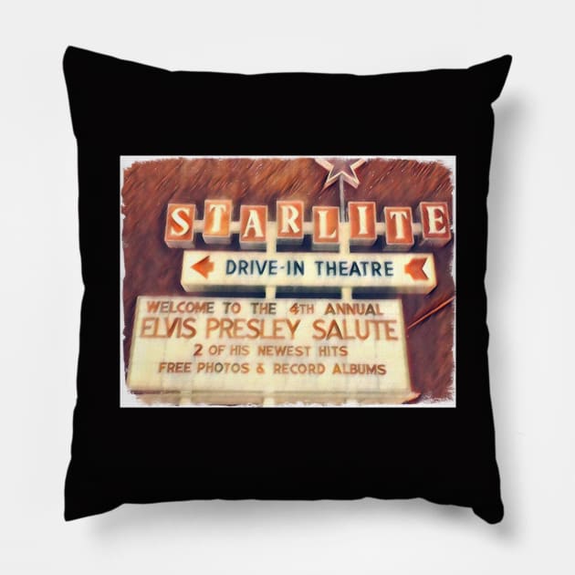 Starlite Drive In Pillow by greenporker