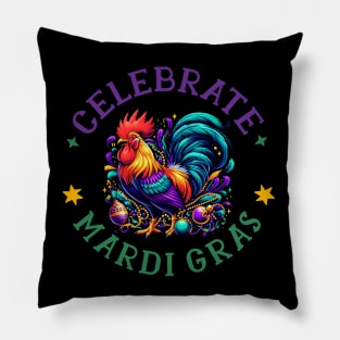 Mardi Gras Chicken Farm Animal Chicken Lover Pillow