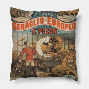 Vintage Circus Poster Seraglio Europeo Pillow