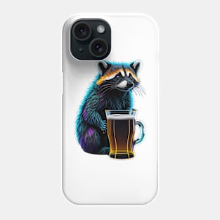 Raccoon with beer mug Phone Case