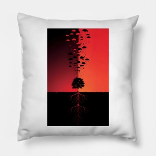 Solitude's Contrast: Lone Tree Horizon Split Design Pillow