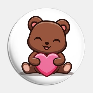 Cute Kawaii Teddy with Heart Pin