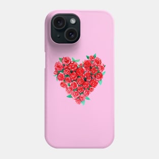 Red Rose Flower Heart Watercolor Phone Case