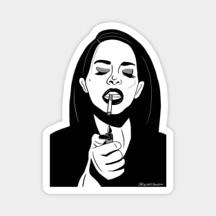 Aesthetic Smoking Girl (Black and white ) Magnet