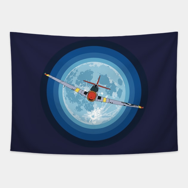 P-51 Mustang Moonlight Tapestry by Kassi Skye