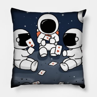 Astronaut Playing Cards In Space Pillow