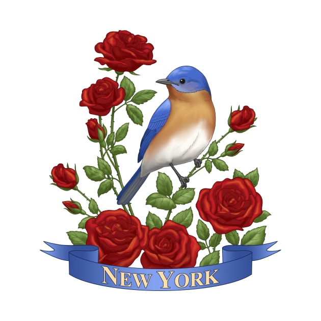 New York State Bluebird and Rose by csforest