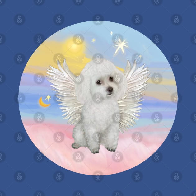 White Toy Poodle Angel in Heaven's Clouds by Dogs Galore and More