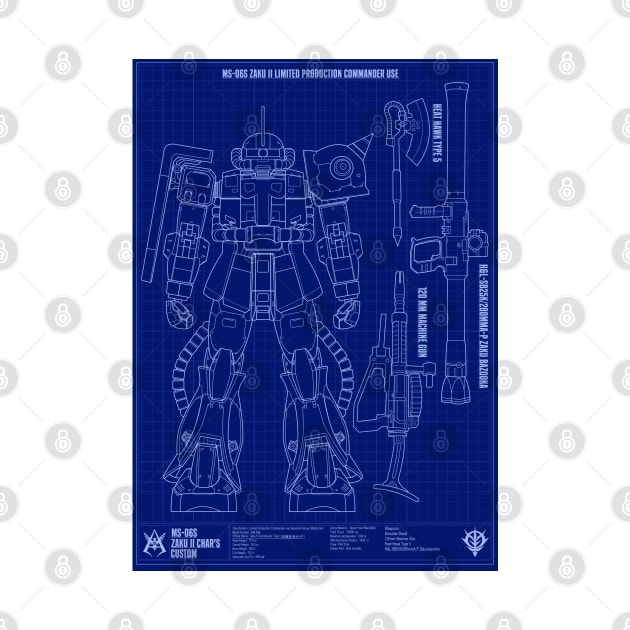 Zaku II Blueprint by WahyudiArtwork