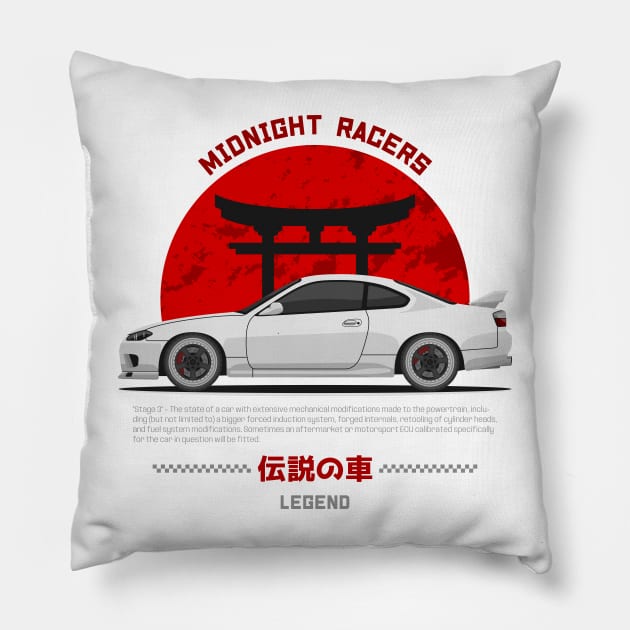Tuner White Silvia S15 JDM Pillow by GoldenTuners