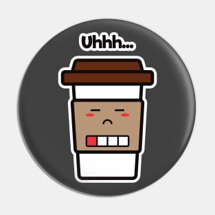 Uhhh... | Coffee Cup | Charging | Low Battery | Cute Kawaii | Dark Gray Pin