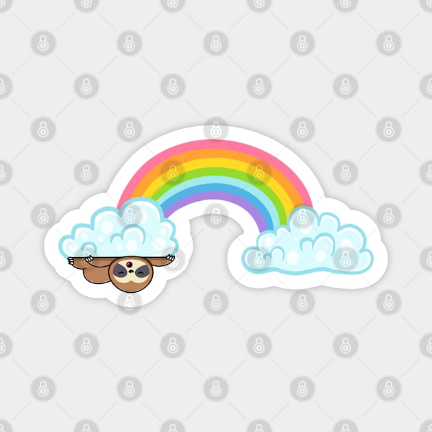 Rainbow Cloud Sloth Magnet by AlmostMaybeNever