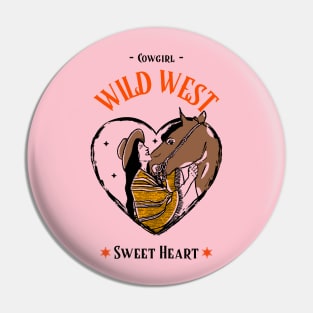 Cowgirl Wild West Sweet Heart Horse Lover Horses Western Pin