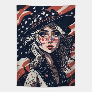 Patriotic Cat Mother Tapestry