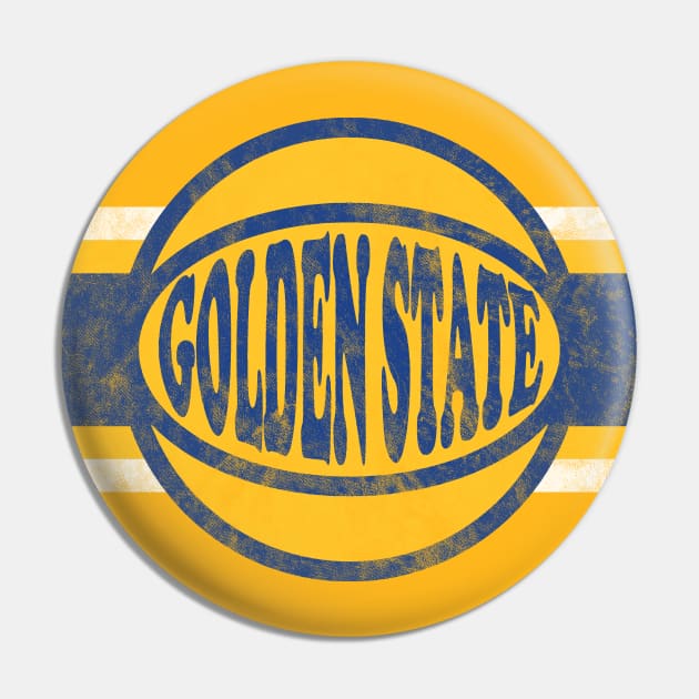 Golden State Basketball retro and distressed ball and stripe Pin by MulletHappens