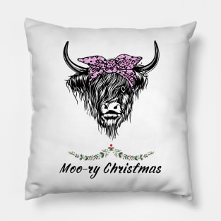 Moo-ry Christmas Pillow