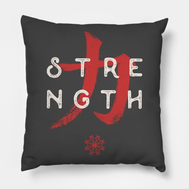 Strength - Oriental Symbol Pillow by marieltoigo