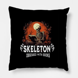 Skeleton Reading A Book Lover Tarot Card The Reader Mystic Funny Skeleton Pillow