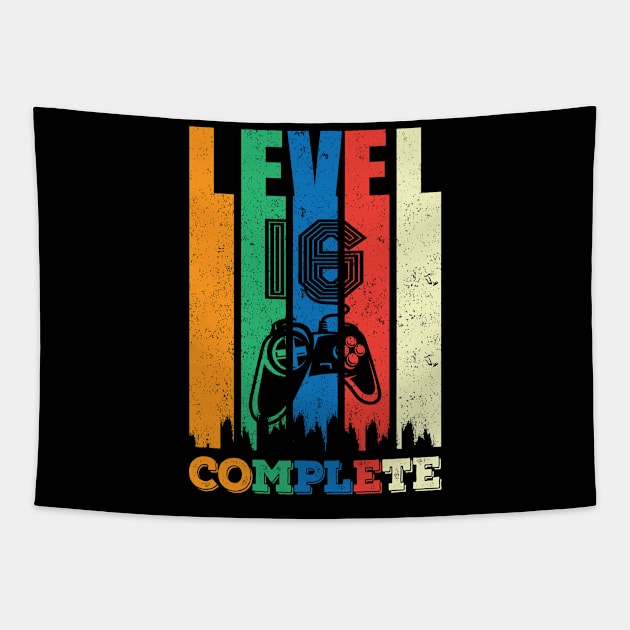 16th Birthday Level 16 Complete Gamer Gift Tapestry by SinBle