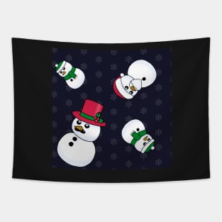 Cartoon Snowmen Print Tapestry