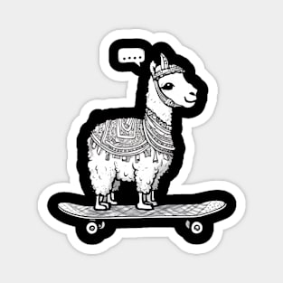 llama alpaca on the skateboard Magnet