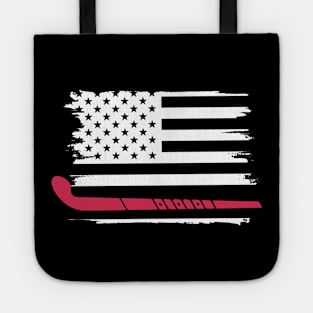 hockey american flag t shirt Tote