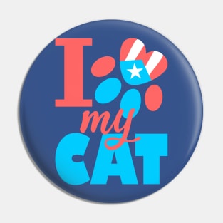 Puerto Rico I Love my Cat Flag Pet Paw Boricua Pin