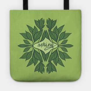 Spring Typography Green Leaves Aesthetic Tote