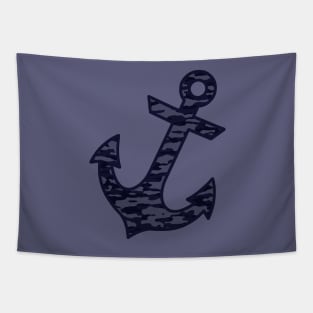 Dark blue camouflage anchor Tapestry