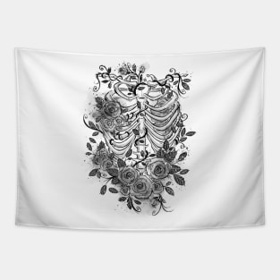 Ink roses rib cage Tapestry