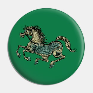 golden star horse in a race Pin