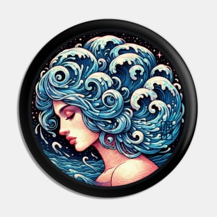 ZODIAC Aquarius - Astrological AQUARIUS - AQUARIUS - ZODIAC sign - Van Gogh style - 14 Pin