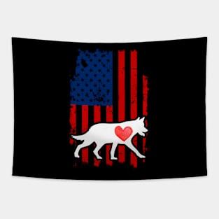 Wolf Merica Usa American Flag Tapestry