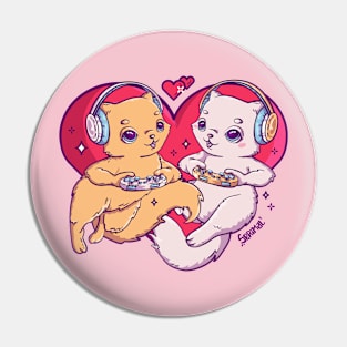 Purrfect Love - Gaming Cats Couple Pin