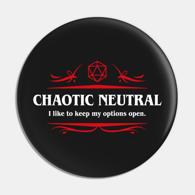 Chaotic Neutral Tabletop RPG Addict Pin by pixeptional