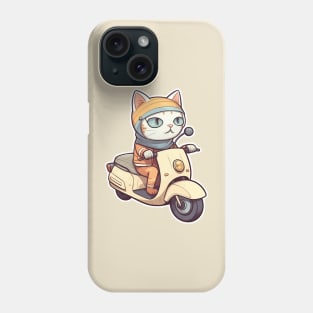 Kawaii cat riding scooter Phone Case