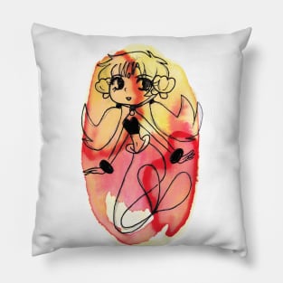 Red Mermaid Watercolor Pillow