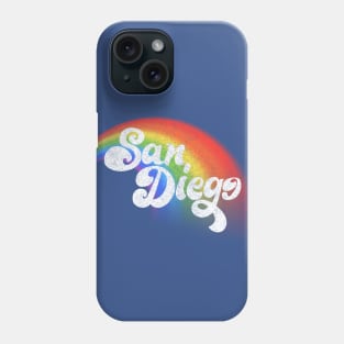 San Diego // Faded Retro Rainbow Typography Design Phone Case