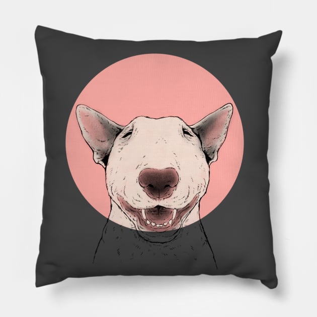 Happy pup face smiling Pillow by Chewbarber