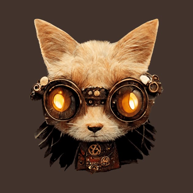 Cat Steampunk Retro Gothic Kitty Portrait by BluedarkArt