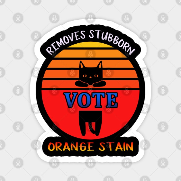 Retro Cat Vote Removes Stubborn Orange Stain Magnet by coloringiship