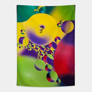 Colorful close up of oil drops in water Tapestry