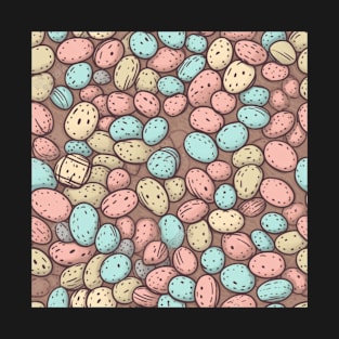 Cute kawaii coffee beans in pastel colors seamless pattern T-Shirt